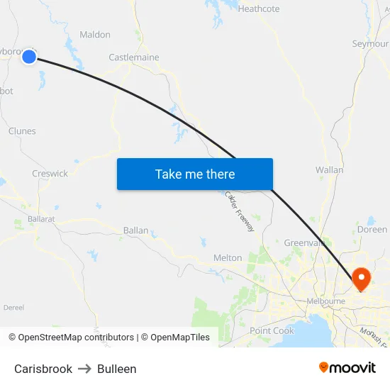 Carisbrook to Bulleen map