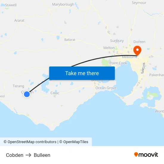 Cobden to Bulleen map