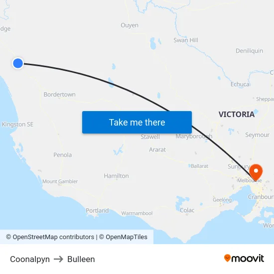 Coonalpyn to Bulleen map