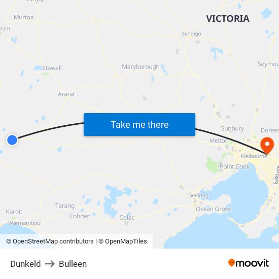 Dunkeld to Bulleen map