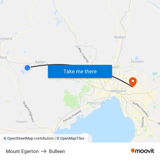 Mount Egerton to Bulleen map