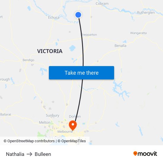 Nathalia to Bulleen map