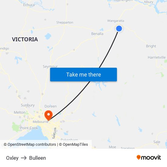 Oxley to Bulleen map