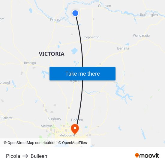 Picola to Bulleen map