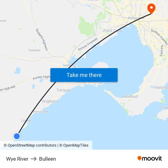 Wye River to Bulleen map