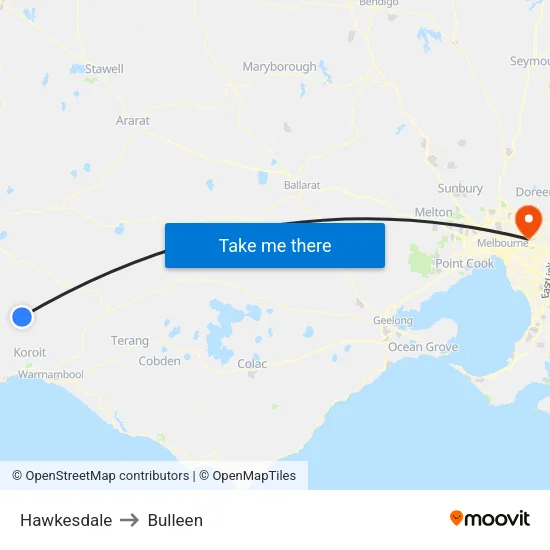 Hawkesdale to Bulleen map