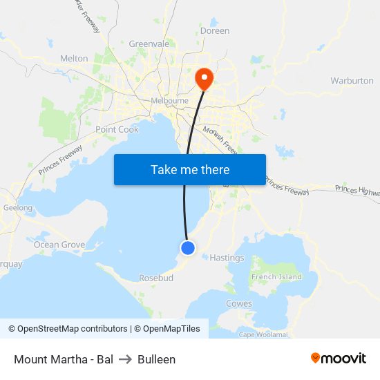 Mount Martha - Bal to Bulleen map