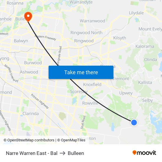 Narre Warren East - Bal to Bulleen map