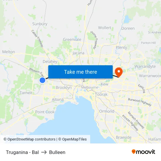 Truganina - Bal to Bulleen map