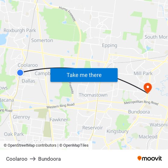 Coolaroo to Bundoora map