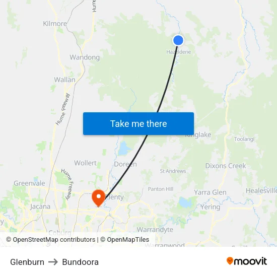 Glenburn to Bundoora map