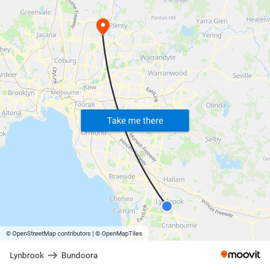 Lynbrook to Bundoora map
