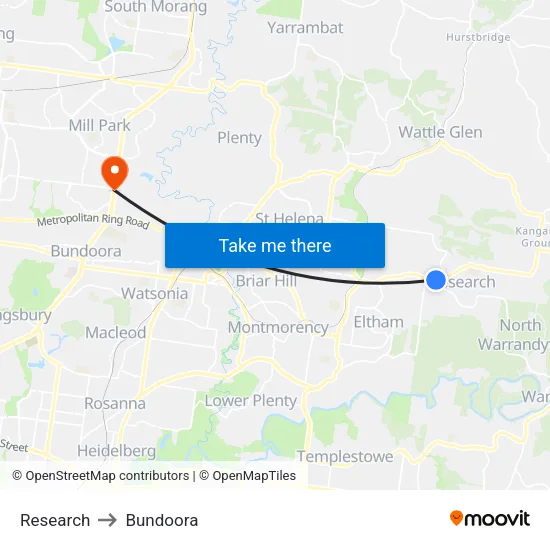 Research to Bundoora map