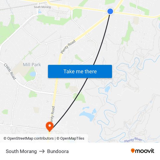 South Morang to Bundoora map