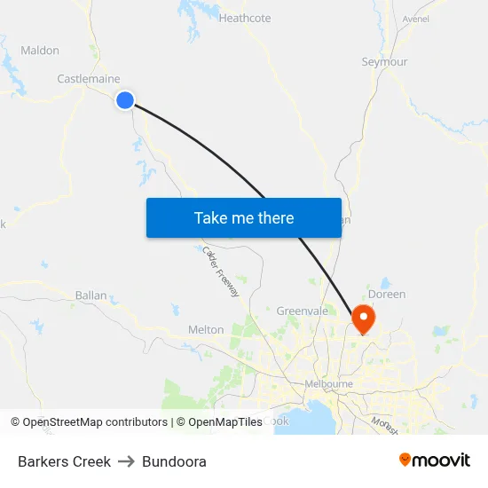Barkers Creek to Bundoora map