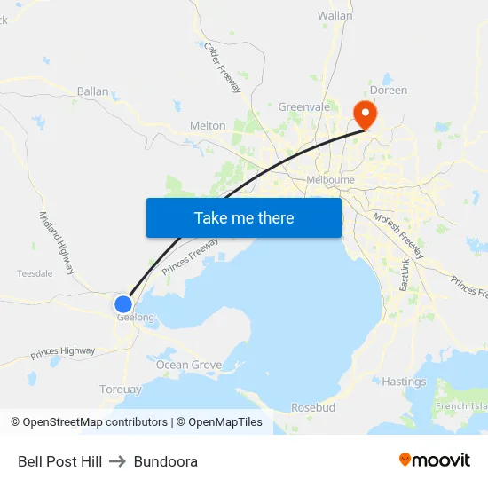 Bell Post Hill to Bundoora map