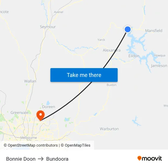 Bonnie Doon to Bundoora map