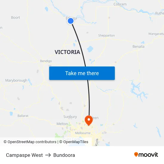 Campaspe West to Bundoora map