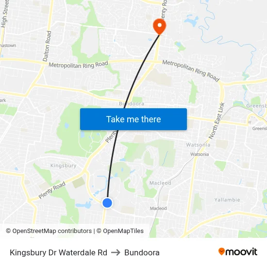 Kingsbury Dr Waterdale Rd to Bundoora map