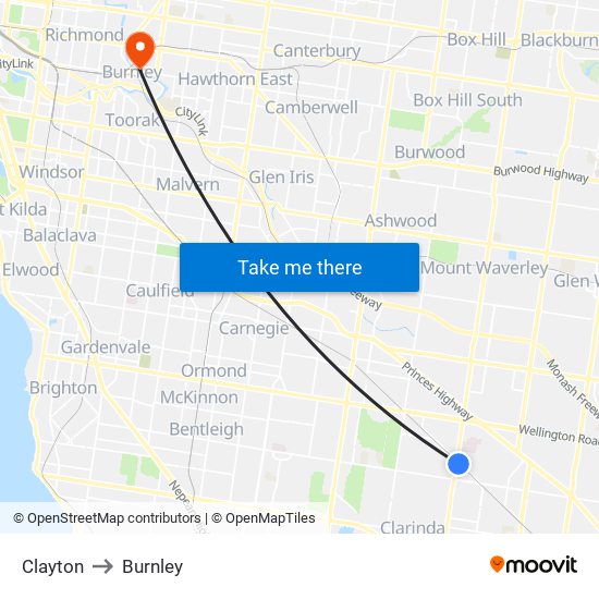 Clayton to Burnley map