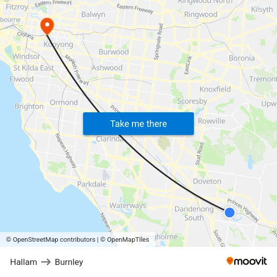 Hallam to Burnley map