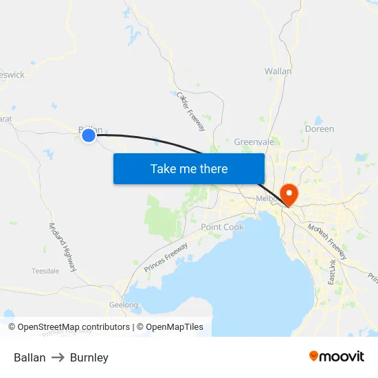 Ballan to Burnley map