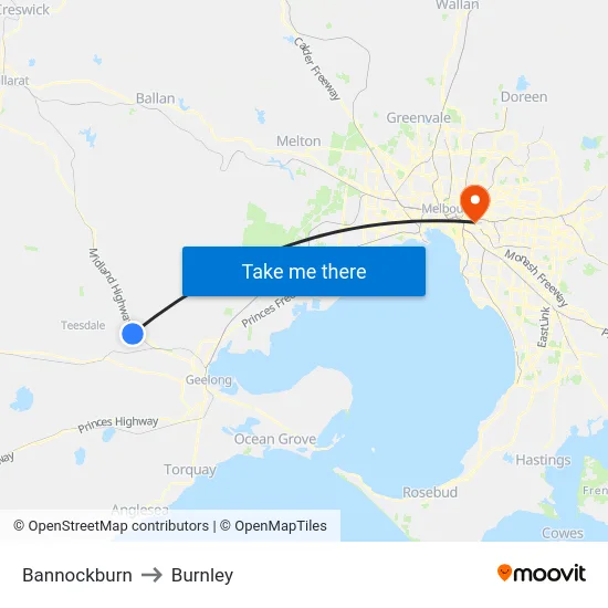 Bannockburn to Burnley map