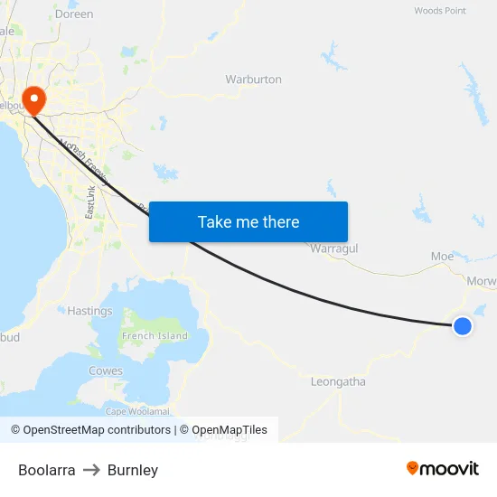 Boolarra to Burnley map