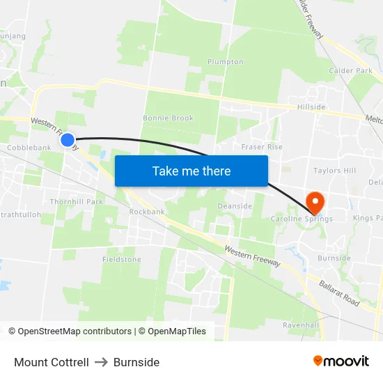 Mount Cottrell to Burnside map