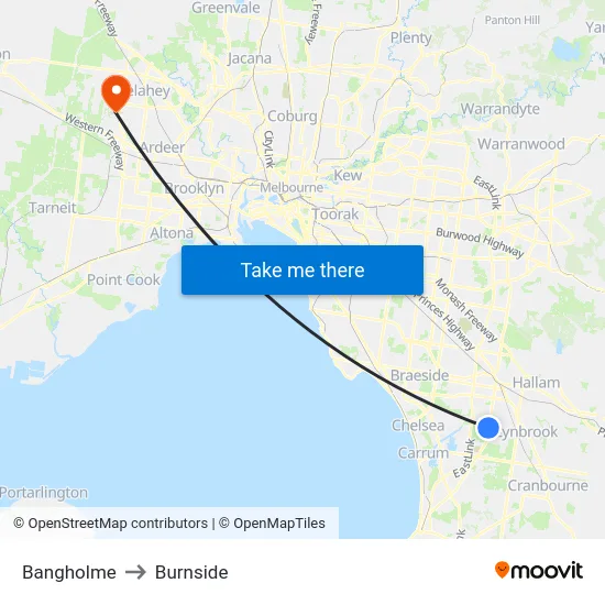 Bangholme to Burnside map