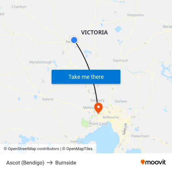 Ascot (Bendigo) to Burnside map