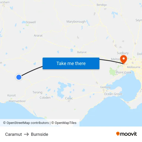 Caramut to Burnside map
