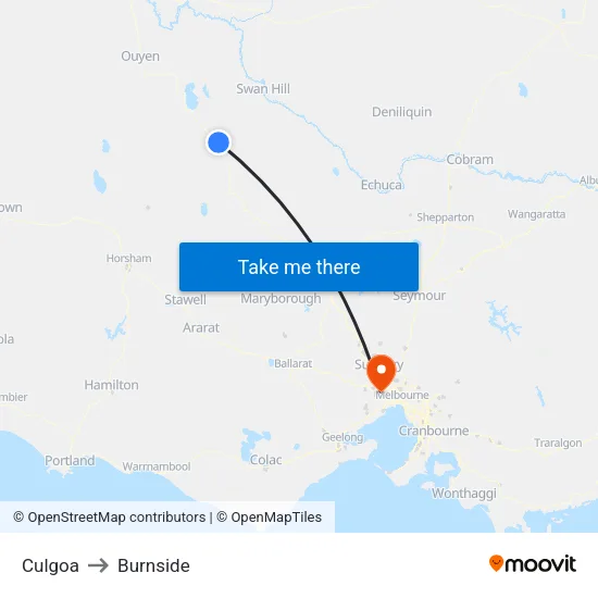 Culgoa to Burnside map