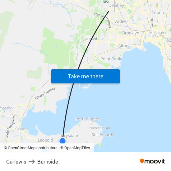 Curlewis to Burnside map