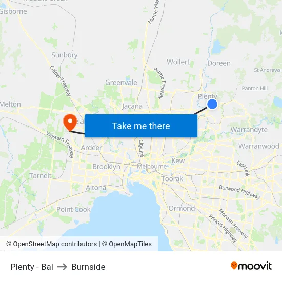Plenty - Bal to Burnside map