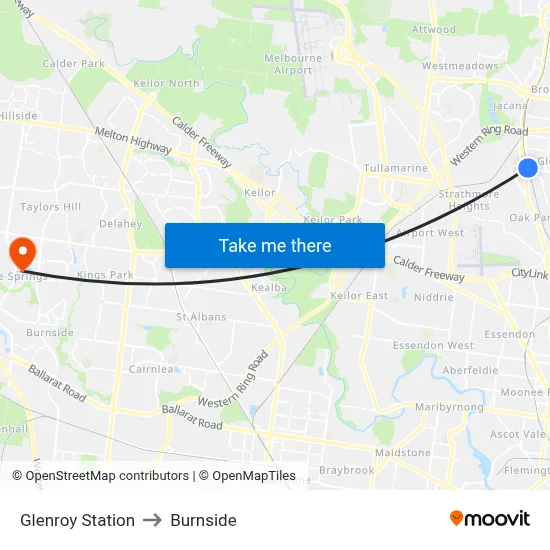 Glenroy Station to Burnside map