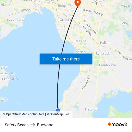 Safety Beach to Burwood map