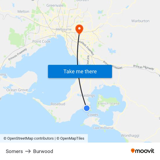 Somers to Burwood map