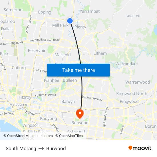 South Morang to Burwood map