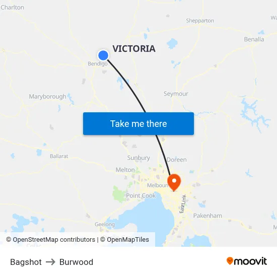 Bagshot to Burwood map