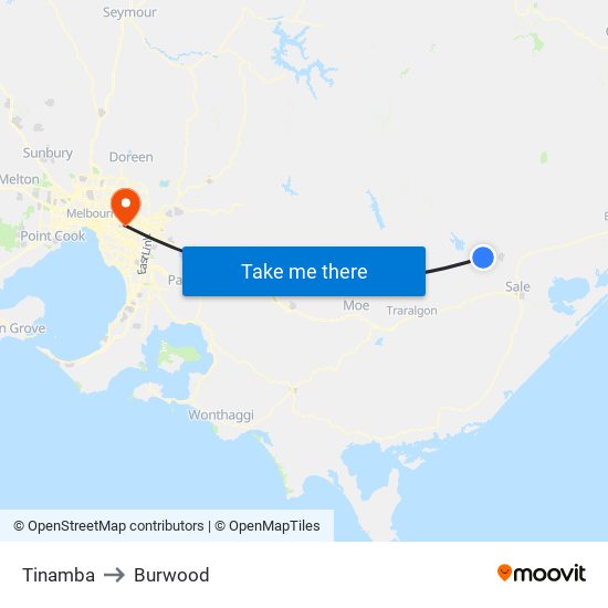 Tinamba to Burwood map