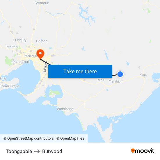 Toongabbie to Burwood map