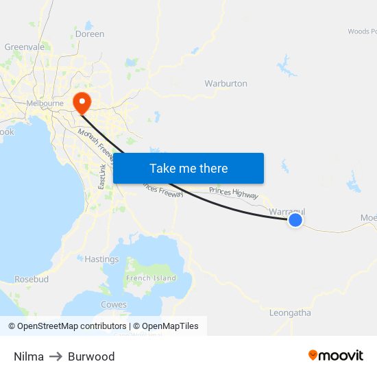 Nilma to Burwood map