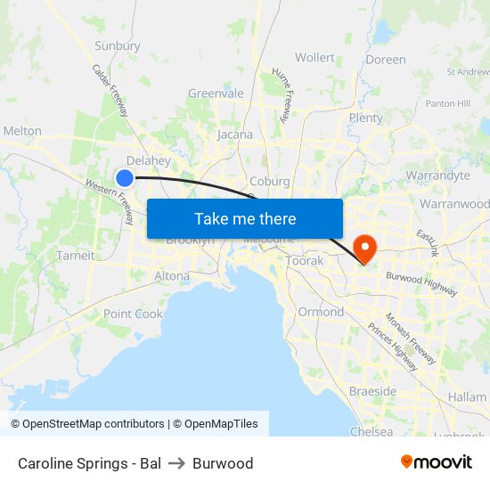 Caroline Springs - Bal to Burwood map