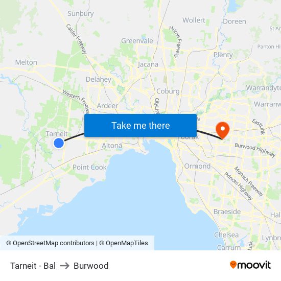 Tarneit - Bal to Burwood map