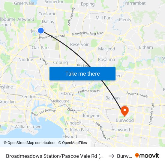 Broadmeadows Station/Pascoe Vale Rd (Broadmeadows) to Burwood map