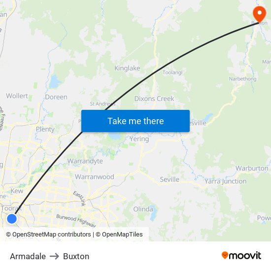 Armadale to Buxton map