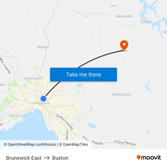 Brunswick East to Buxton map