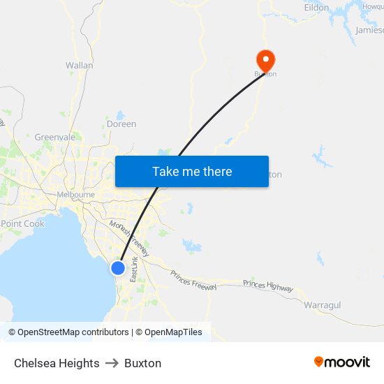 Chelsea Heights to Buxton map