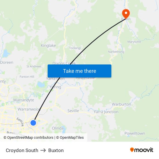 Croydon South to Buxton map